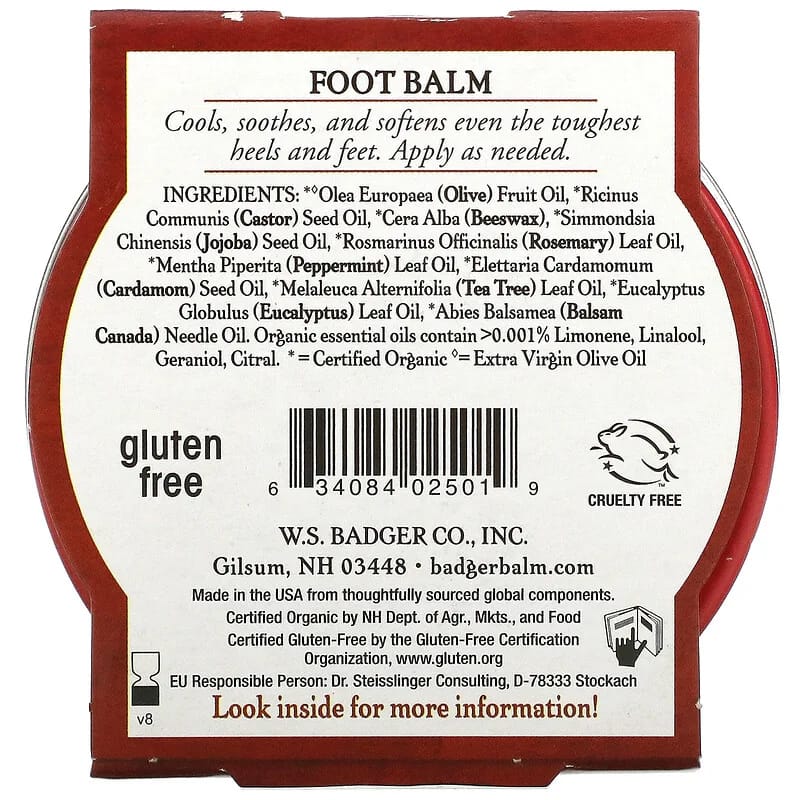 Badger Company Foot Balm Peppermint Tea Tree 2 oz