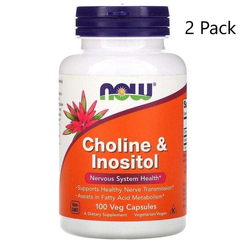 NOW Foods Choline and Inositol 100 Veg Capsules 2 PACK