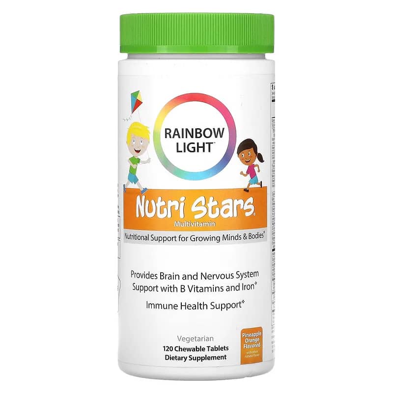 Rainbow Light Nutri Stars Multivitamin Pineapple Orange Flavor 120 Chewable Tablets