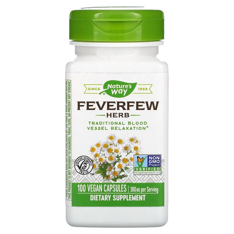 Natures Way Feverfew Herb 380 mg 100 Vegan Capsules