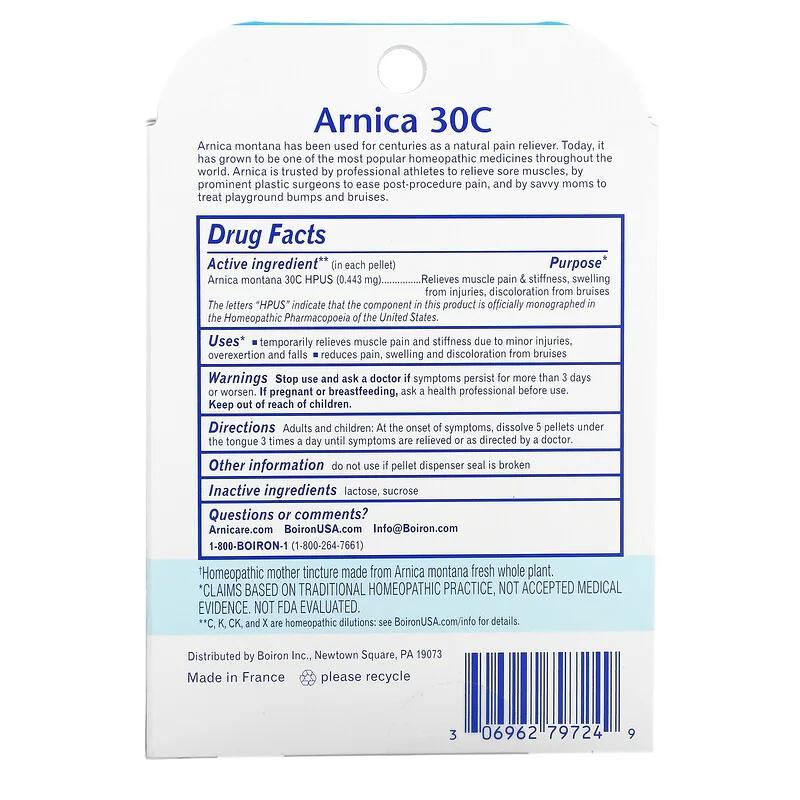 Boiron Single Remedies Arnica Pain Relief 30C 3 Tubes Approx. 80 Pellets Each