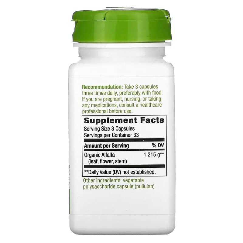Nature's Way Alfalfa 405 mg 100 Vegan Capsules back