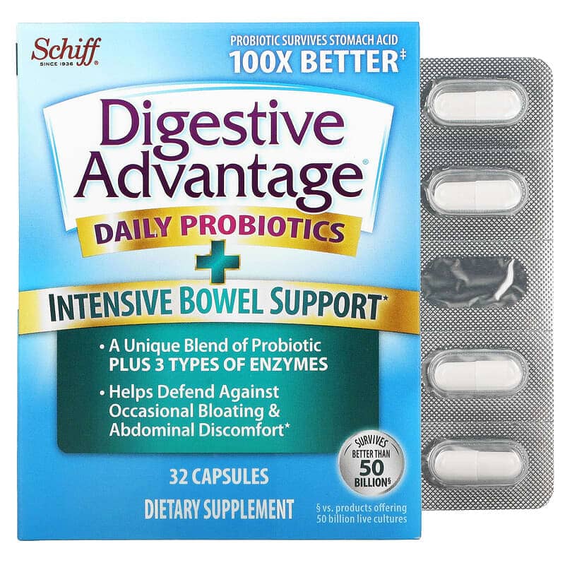 Schiff Digestive Advantage Daily Probiotics Intensive Bowel Support 32 Capsules