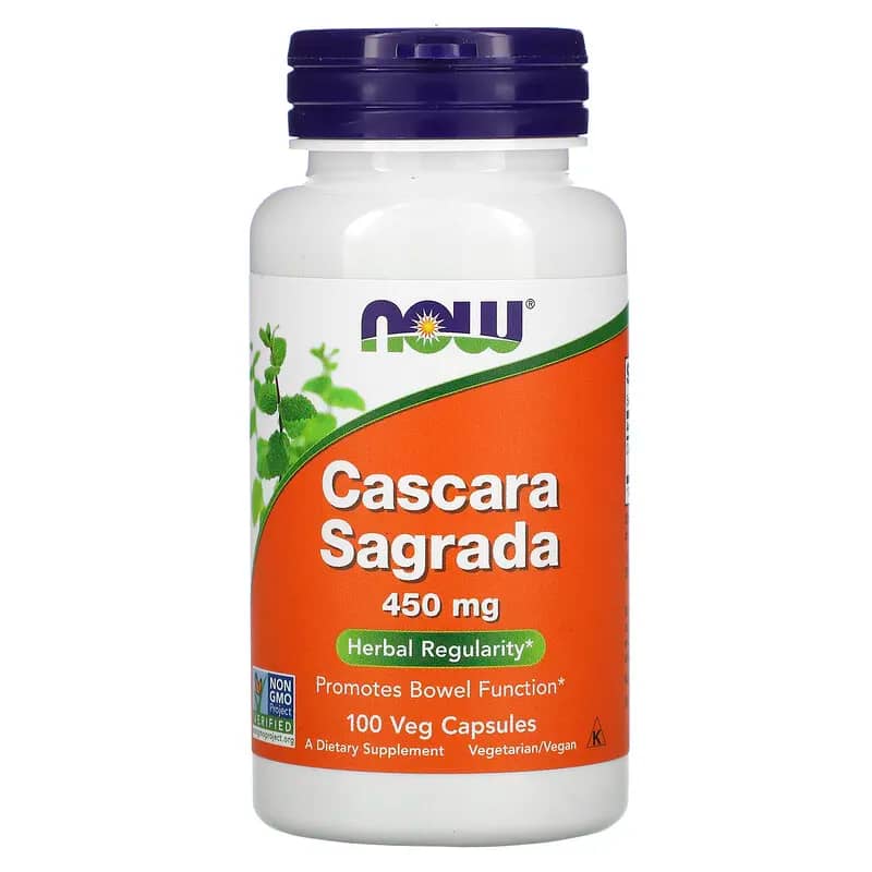 NOW Foods Cascara Sagrada 450 mg 100 Veg Capsules back