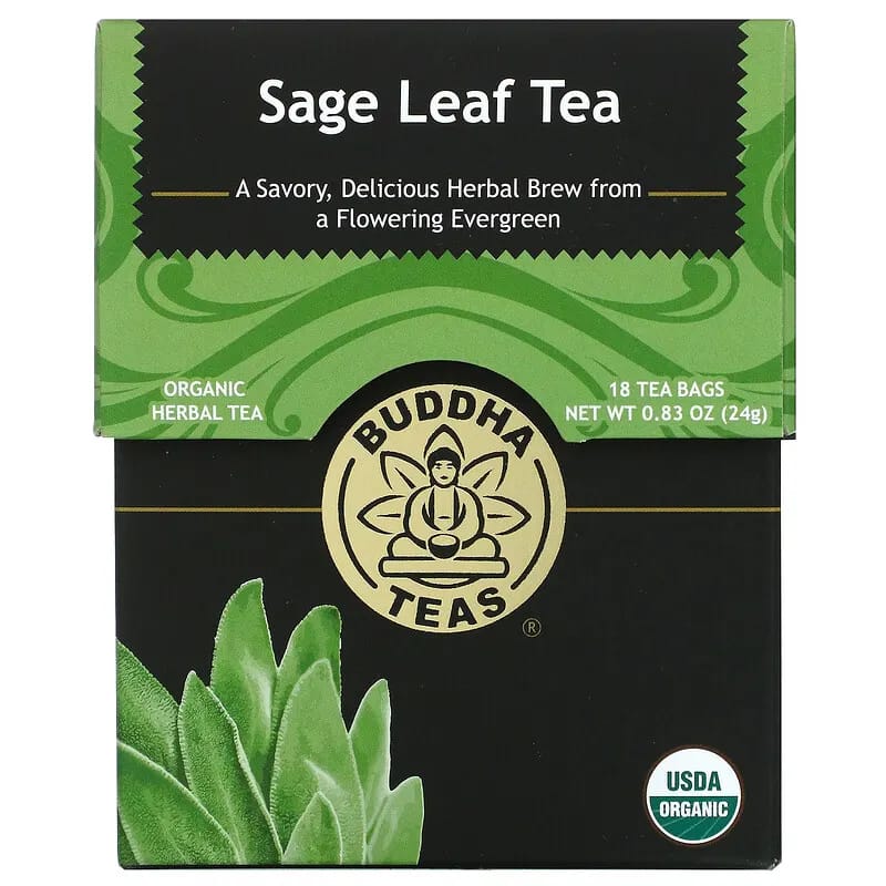 Buddha Teas Organic Herbal Tea Sage Leaf 18 Tea Bags 0.83 oz