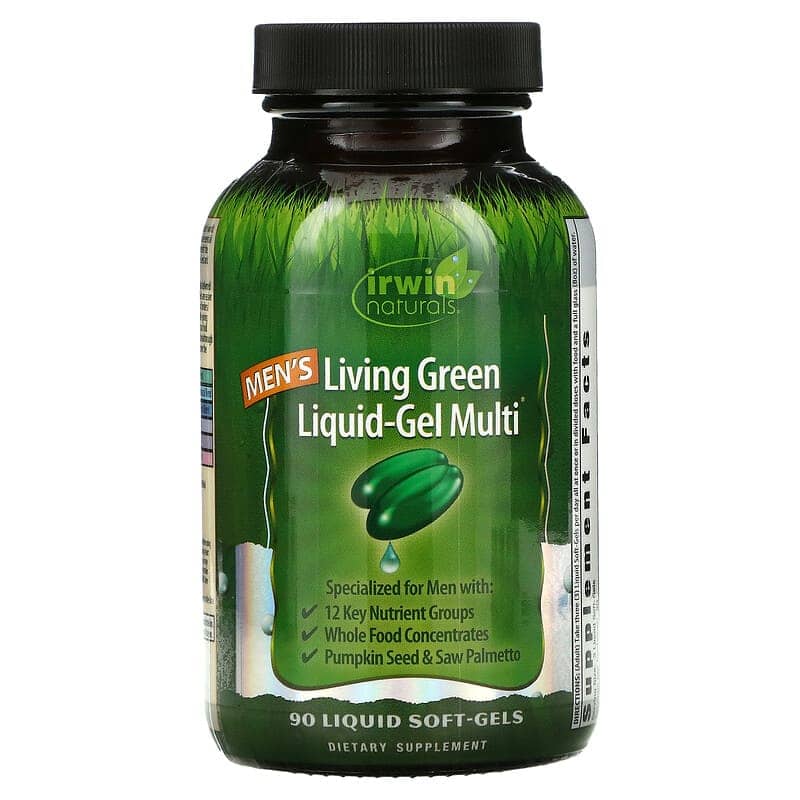 Irwin Naturals Mens Living Green Liquid-Gel Multi 90 Liquid Soft-Gels