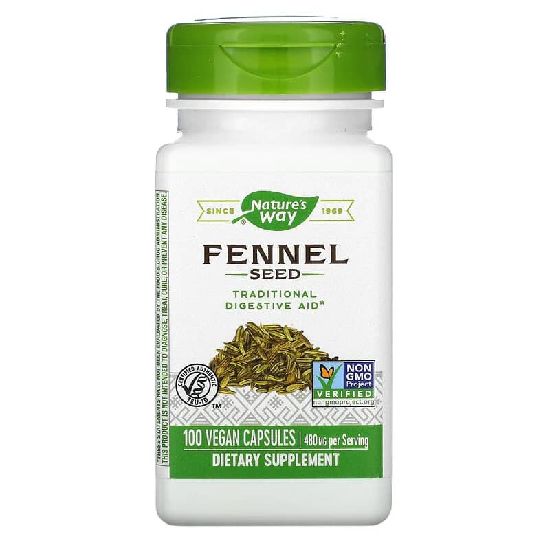 Natures Way Fennel Seed 480 mg 100 Vegan Capsules