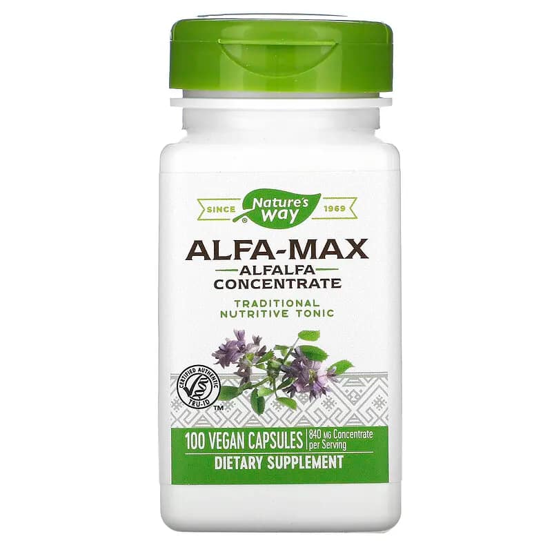 Nature's Way Alfa-Max Alfalfa Concentrate 420 mg 100 Vegan Capsules back