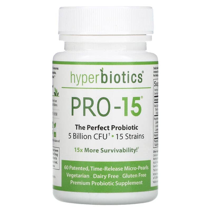 Hyperbiotics PRO-15 The Perfect Probiotic 5 Billion CFU 60 Patented Time-Release Micro-Pearls