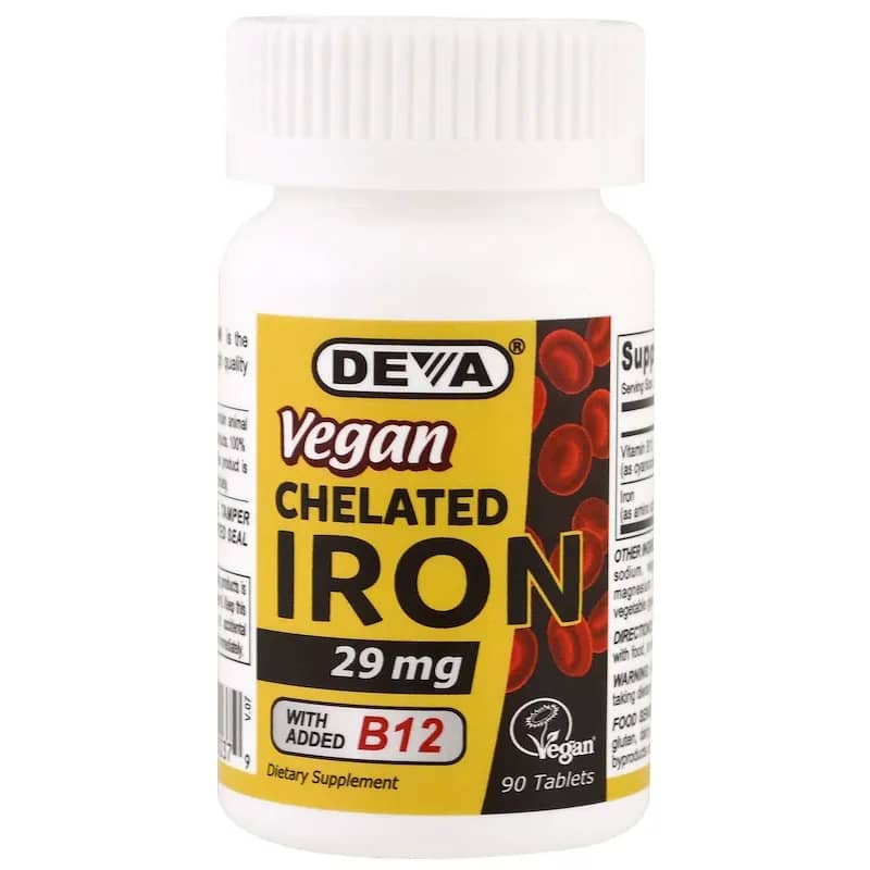 Deva Vegan Chelated Iron 29 mg 90 Tablets