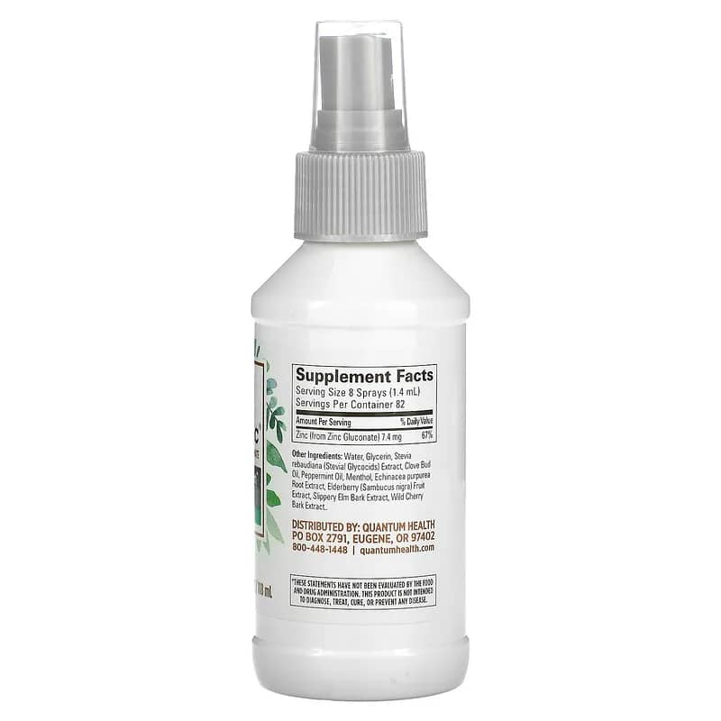 Quantum Health TheraZinc Immune Support Throat Spray Peppermint 4 fl oz
