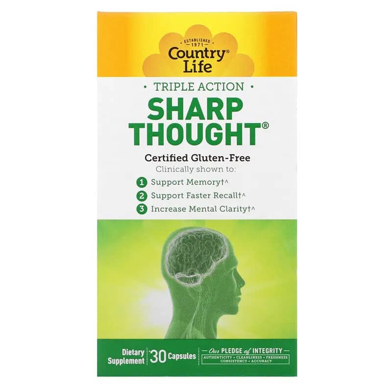Country Life Triple Action Sharp Thought 30 Capsules
