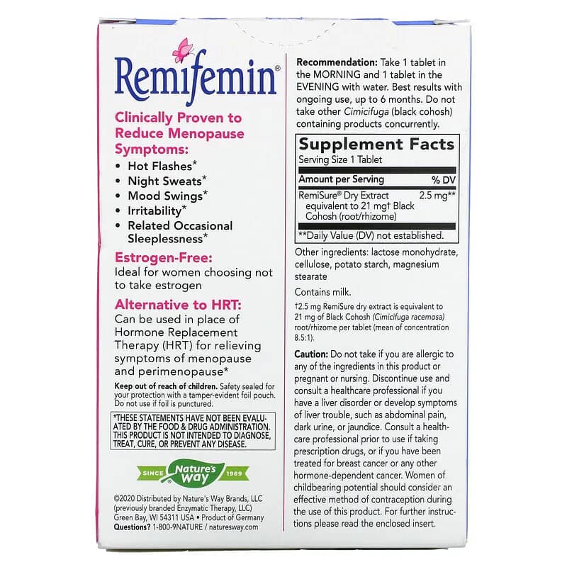 Enzymatic Therapy Remifemin Menopause Relief 120 Tablets
