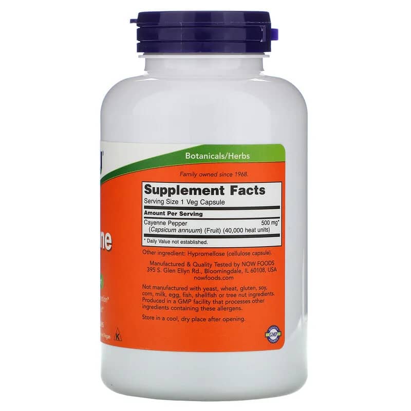 NOW Foods Cayenne 500 mg 250 Veg Capsules