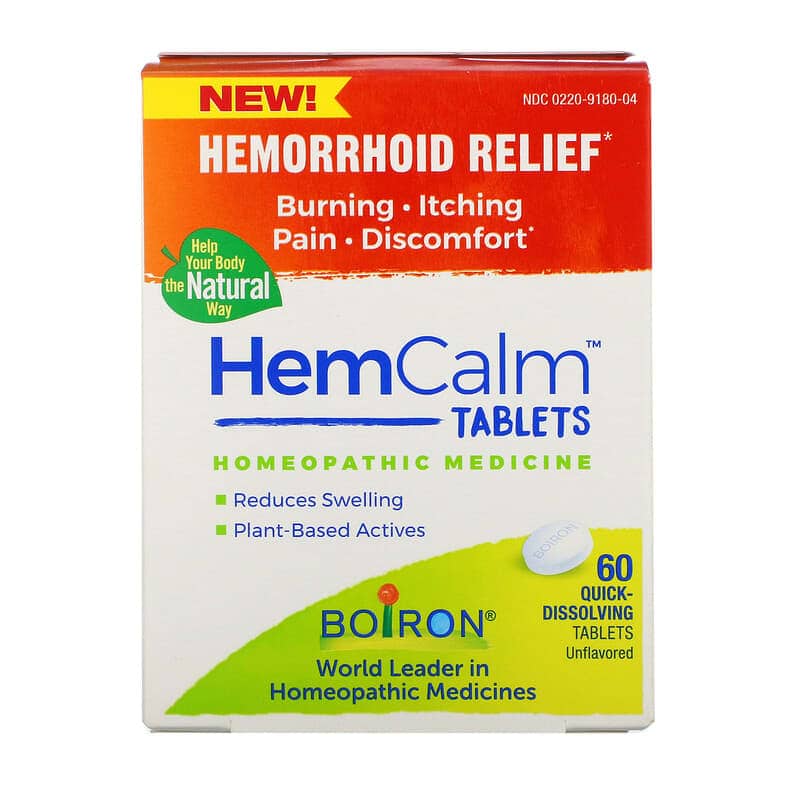 Boiron HemCalm Tablets Hemorrhoid Relief Unflavored 60 Quick-Dissolving Tablets