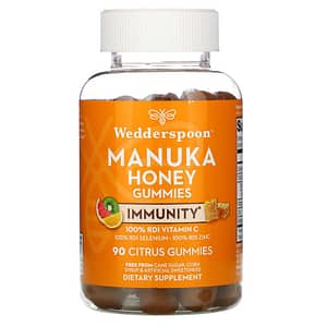 image for Wedderspoon Manuka Honey Immunity Gummies Citrus 90 Gummies