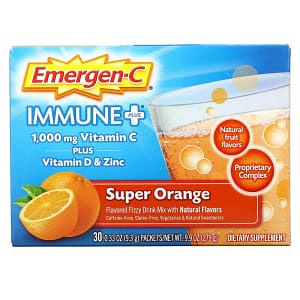 Emergen-C Immune+ Vitamin C Plus Vitamin D and Zinc Super Orange 30 Packets 0.33 oz (9.3 g) Each