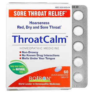 Boiron ThroatCalm Sore Throat Relief 60 Quick-Dissolving Tablets