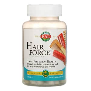 KAL Hair Force High Potency Biotin 60 Vegetarian Capsules back