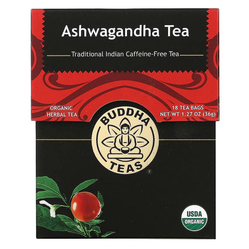 Buddha Teas Organic Herbal Tea Ashwagandha 18 Tea Bags 1.27 oz